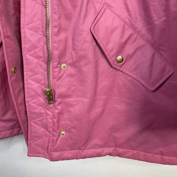 J Crew Perfect Parka Primaloft Pink Winter Snow Coat Faux Fur Hooded Womens XXL - Picture 5 of 17